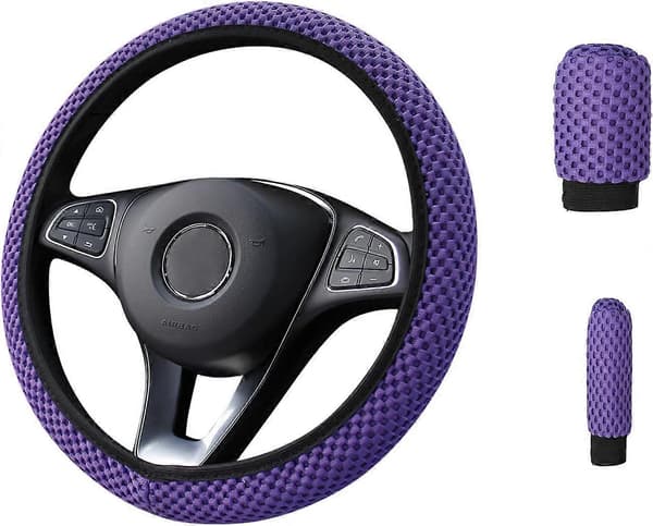 3-pack Bilrattskydd Set Inkluderar Handbromsskydd Växelspaksskydd, Sommar Anti-halk Mesh Rattskydd, Andningsbar Elastisk Bil
