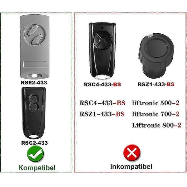 2-pack Garage Door Opener Remote Control for EcoStar RSE2-433, RSC2-433, RSZ1-433, Handheld Transmitter 433MHz