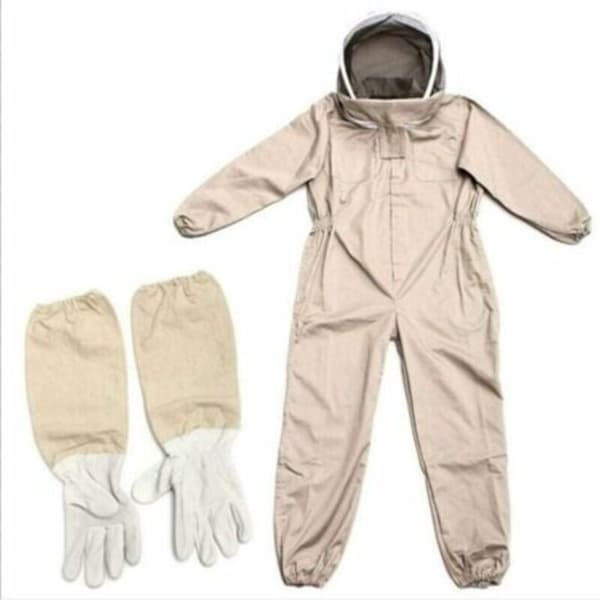 Professional Beekeeping Suit L - 100% Thick and Breathable Cotton - Protection Against Bee Stings - Self-Supporting Veil