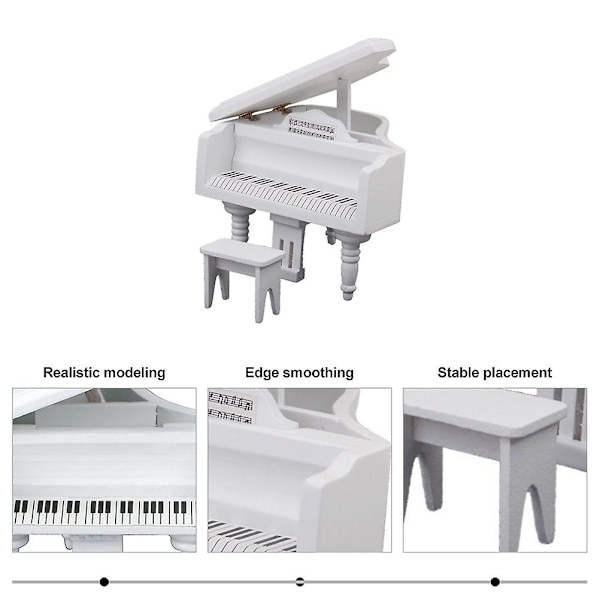 Mini Piano Modell Mini Hus Tre Piano Dekor Dukkehus Piano Dekorasjon Hvit 8.9X8.8CM White 8.9X8.8CM