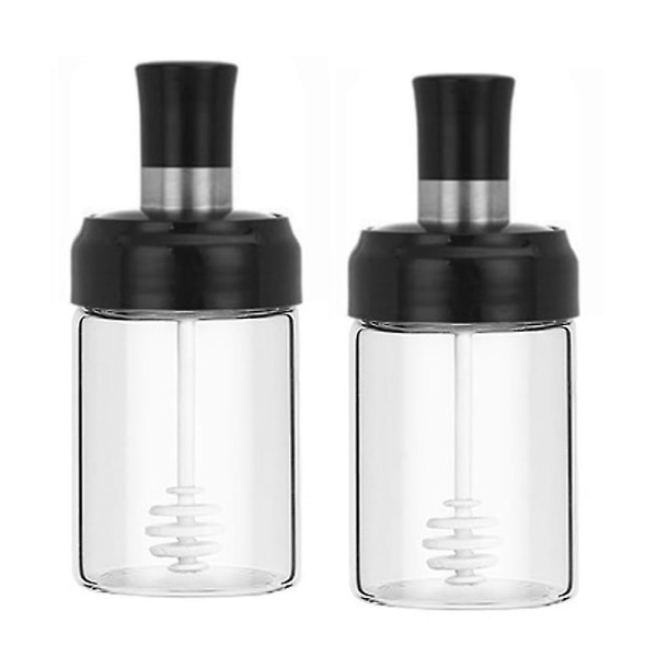 Sauce Jar Transparent Glass Combination Spoon With Lid Canisters Storing Seasoning Spices Salt Sugar