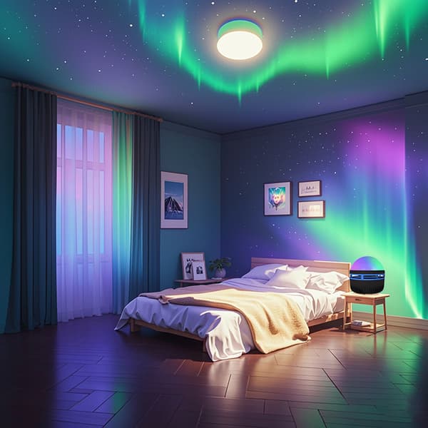 5V Aurora LED Night Light | USB-Powered Northern Lights Projector, Atmosphere Lamp for Bedroom