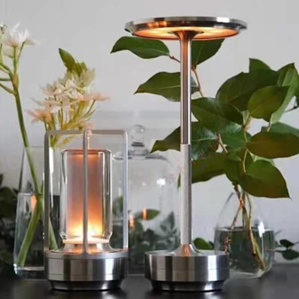Cordless Table Lamp - Dimmable, Waterproof, Metal, USB-Rechargeable (Gold)