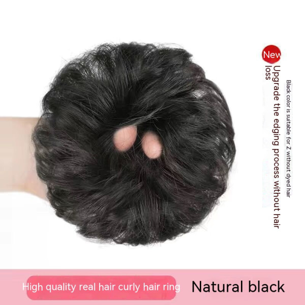 Messy Hair Bun Hair Scrunchies Extension Curly Wavy Messy Synthetic Chignon for Women Natural black Curly hair loop