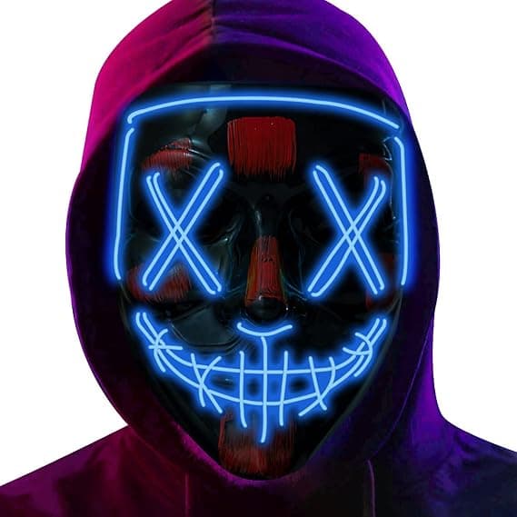 LED-kauhumaski, Halloween-maski, puhdistus 3x valotehosteella, Con