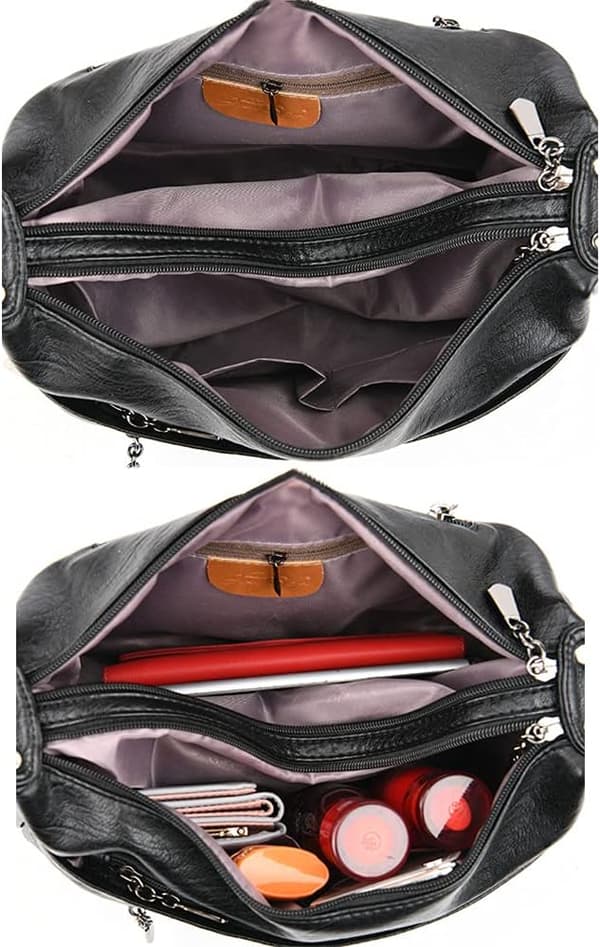Læder crossbody-taske, multifunktionel blød dametaske