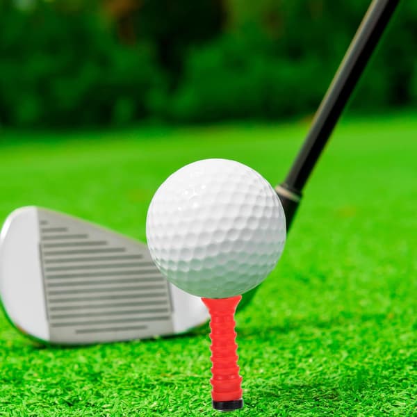 4 stk. elastiske golftees til driving range-træningsmåtter, fleksible bløde gummi-golftees i orange og rød