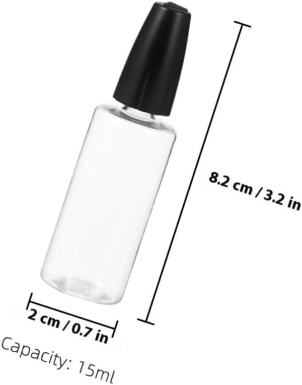 8 stk. nålespidsapplikatorflasker 15 ml klemme-flasker med sorte låg præcisionslim