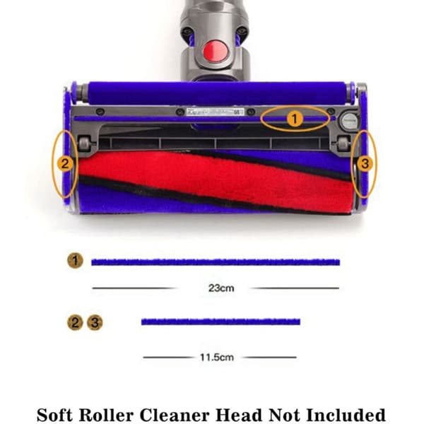 End Cap for Roller Brush, Soft Plush Strip for V6 V7 V8 V10 Vacuum Cleaner, Side Nozzle Replacement Parts