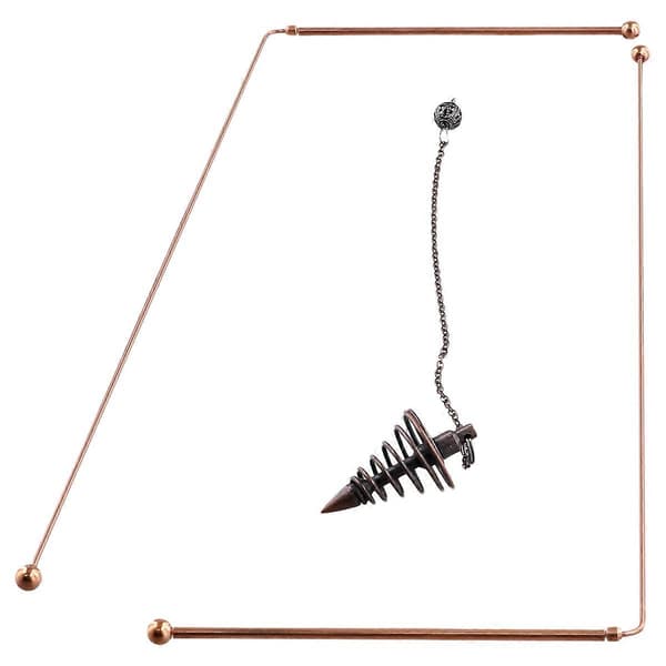 Copper Dowsing Rod - 99.9% Pure Copper 2PCS Dowsing Rods Energy Water Dowsing Detector with Pendulum