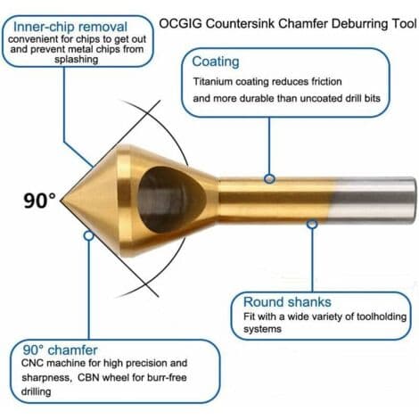 Deburring and Chamfering Cutter, HSS Conical Drill for Drilling in Metal and Wood, 4 pcs [DB]