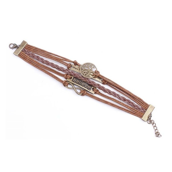 Retro vintage handgjorda Pu-läderarmband Armband Armband Armband Handkedja Berlock Life Tree Weaving Läderarmband