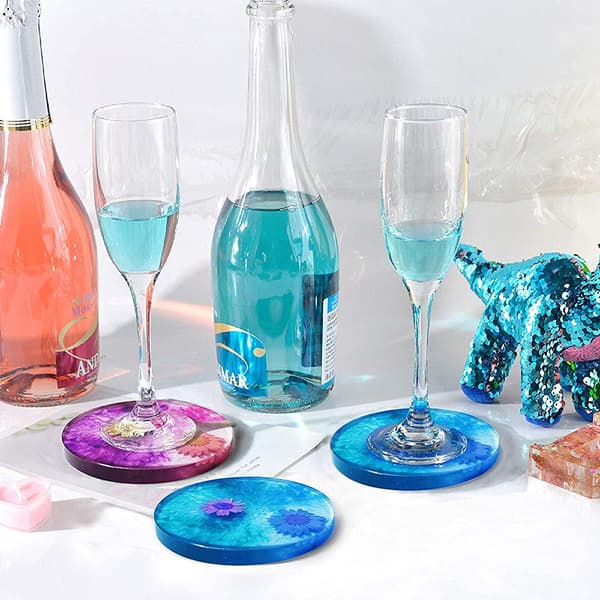 10-pack Resin Formar Underlägg Set, Silikonformar för Underlägg och Förvaringslåda