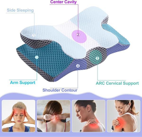 Ergonomisk Cervical Memory Foam Pute for Side-, Rygg- og Magesovere (Stil1:60*34*13/10cm)