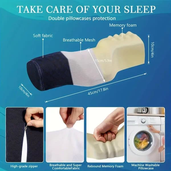 Cervical Neck Pillow, Memory Foam Pillow for Stiff Neck, Neck Support Pillow for Side and Back Sleepers