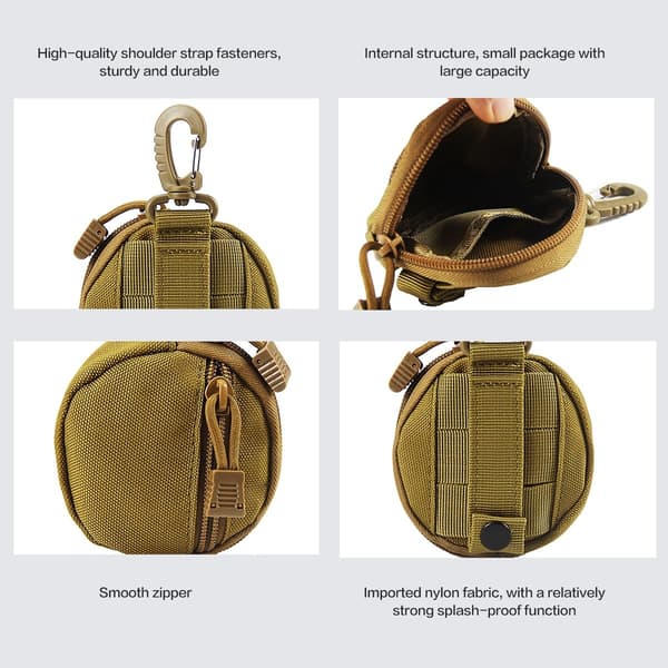 Compact MOLLE Tactical Pouch – EDC for Keys, Headphones, and Small Tools – Khaki Khaki Khaki