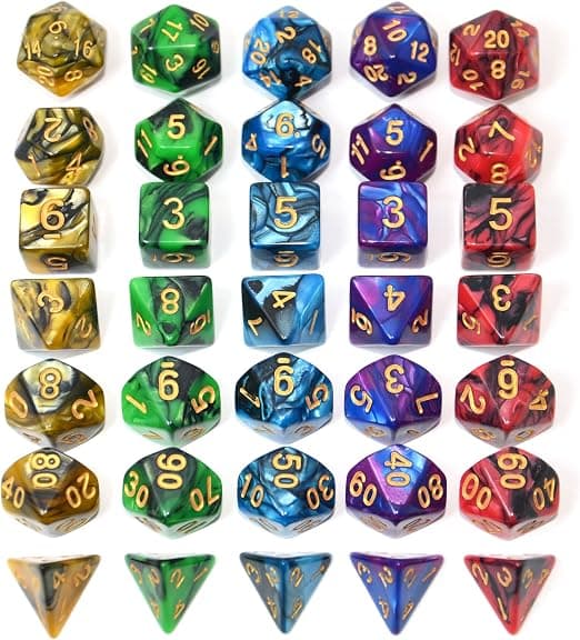 SmartDealsPro tofarvede polyedriske terningsæt med poser til D&D DND RPG MTG Dungeons and Dragons brætspil rollespil