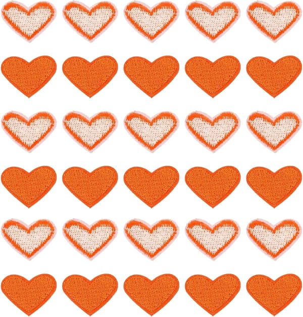 Hjerteformede strykemerker oransje 30-pakning 2,5 cm x 2 size_name 4mm x 35mm x 40mm