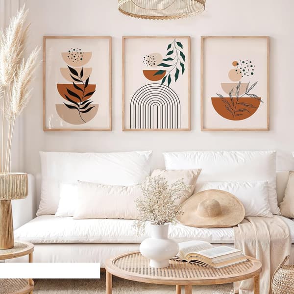 Set med 3 väggkonstposters för sovrum, hem eller kusindekor - Boho-stil väggkonst för vardagsrum