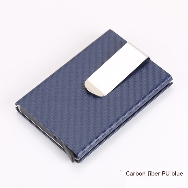 Stealth lommebok for menn Minimalistisk kortholder med lærinnpakket - Slank lommebok foran for kredittkort - gaver til ham blue 1 piece