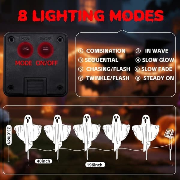 Halloween Ghost Solar Lamp 5-pack for Garden, Pathway and Outdoor Lighting