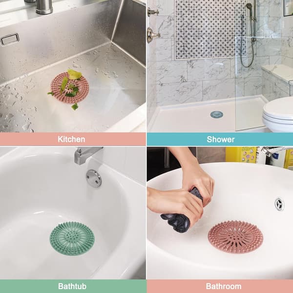 This sink and shower drain strainer/protector is made of flexible TPR material and prevents clogging.