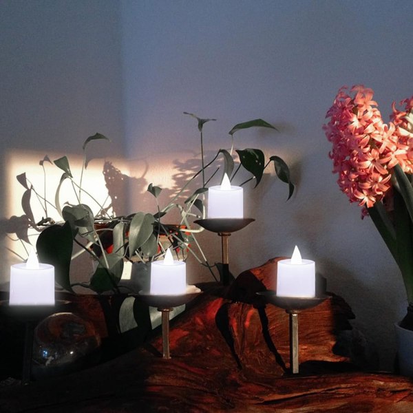 24 Pack Flameless Led Tea Lights kynttilät – tasaisesti viileä valkoinen paristokäyttöiset elektroniset valekynttilät – koristeet (valkoinen)