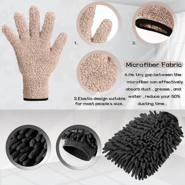 Ultra Soft Microfiber Cleaning Mitts, 6-Pack Washable Dusting Gloves for Multi-Surfaces, Ideal for Detailing, Household Chores, and Gentle Leaf