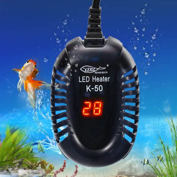 50W Mini Aquarium Heater Fish Tank Submersible Heater with LED Temperature Display Aquarium Betta Heater with