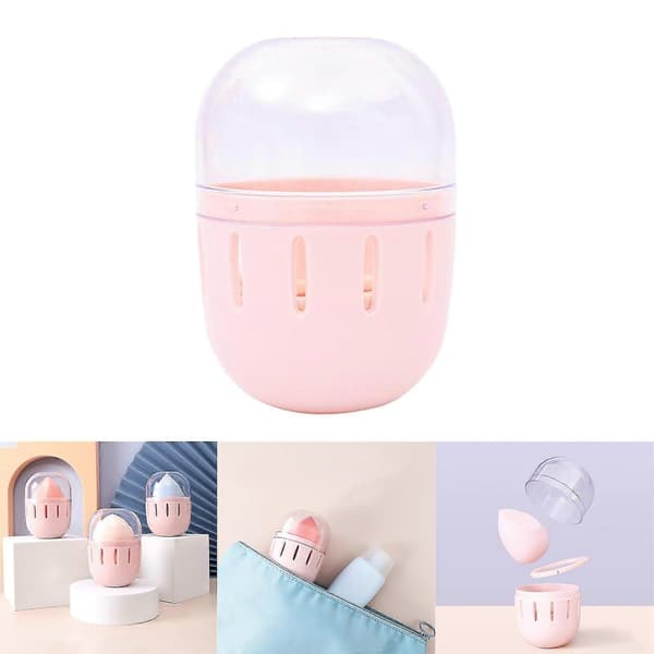 Makeup Sponge Holder Stand Hållare Skyddande Bärväska för Resesalong