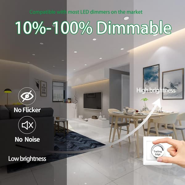 Dimmable Recessed LED Spotlight 5W 4000K Neutral White 460LM Extra Flat LED Spotlight 230V Adjustable 45° Hole Diameter 68mm Round White Bathroom