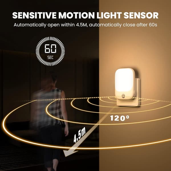 2-pack LED Night Lights, Plug-in Night Light with 5 Brightness Levels, Dusk Sensor and Human Detection, Plug-in Night Light for Children