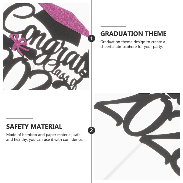 6 stk. Cupcake Topper Graduation Dekorationer Frugt Picks Festival Kage Dekoration Lilla 15.1x14cm Purple 15.1x14cm