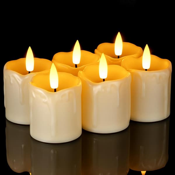 2\" x 2\" Timer Flammefrie Lys, 6-pakning 3D Veke Elektriske Lys til Jul (Hvit) Hvit White