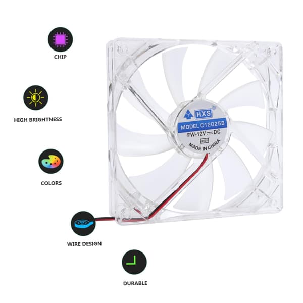 Kobber CPU Køleblæser Stille 12cm Computer Kabinetblæser LED Radiator til Gaming