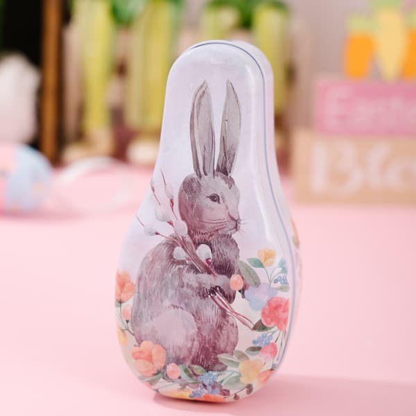 Easter Decorative Colorful Easter Bunny Tin Box Cookie Container - Cartoon Children's Gift Box - Model E