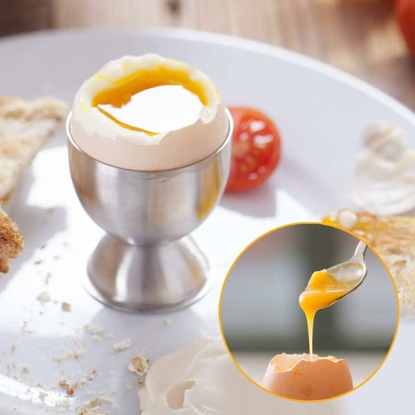 Eggkoppsett, eggkoppholder i rustfritt stål og dobbeltsidig låsåpner Cracker Stor påskeeggkopp