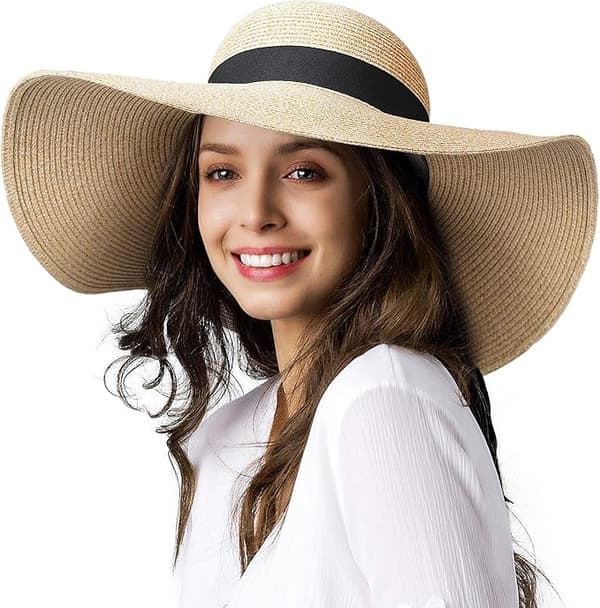 Sommer Sammenfoldelig Strandhat Dame Solhat med Bred Skygge