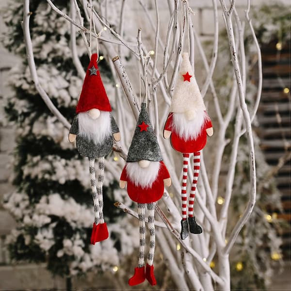 6-pack Jul Ansiktslös Långbent Tomte Santa Julgran Hängande Prydnad Docka Dekorationer för
