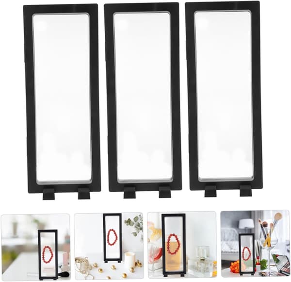 Kelluva koruteline 3 kpl musta 9x23x2cm PE-kalvo 3D ripustettu esittelyteline