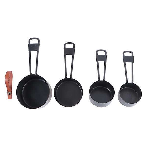 4 stk. Målekopper Sæt Sort Rustfrit Stål Nesting Måleske Sæt Køkken BageværktøjSort17.3x8.3x4.5cm Black 17.3x8.3x4.5cm
