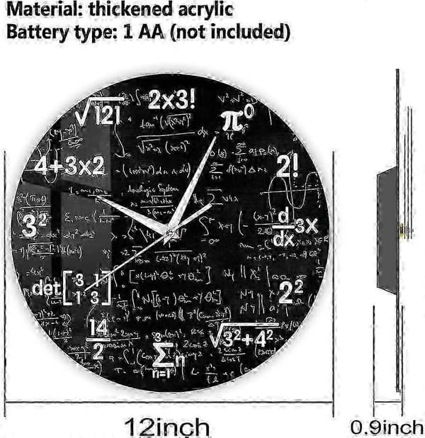 Mathematical Equations Wall Clock, Educational Gift for Teachers, Silent Quartz