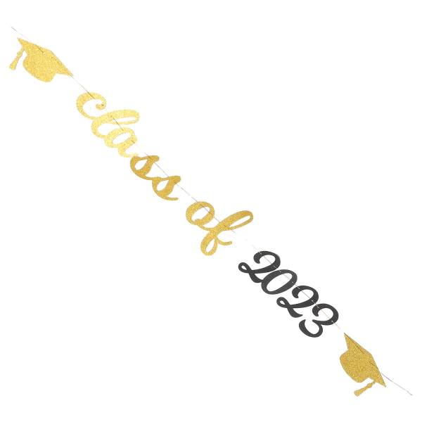 1 Set Graduation Bunting Banner Hängande Girlang Examenfest Fotobakgrund Guld 17,8x8cm Golden 17.8x8cm
