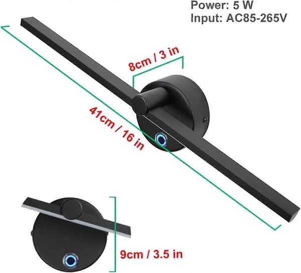 Wireless LED Picture Lights with Touch Dimmer 5W 300° Rotatable Adjustable Wall Sconces for Artwork and Portraits