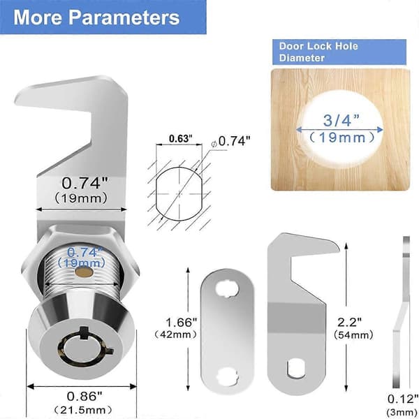 Toolbox Lock, 5/8 inch Cabinet Lock with Same Key, Toolbox Lock [DB] As Shown As Shown