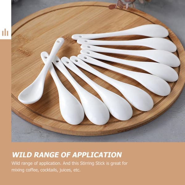 Ceramic Stirring Spoons Handle White Lightweight Design 6pcs Drink Stirring Spoons