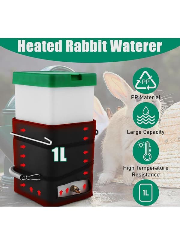 Heated Water Bottle for Rabbits, 94 cl Drip-Free Water Bottle for Rabbits, Guinea Pigs, Ferrets, Birds