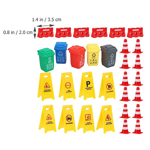 Leksaksgator för barn, trafikmärken, vägspärrar, varningsskyltar, blandade färger, 3,5 x 2 x 1 cm Assorted Color 3.5X2X1CM