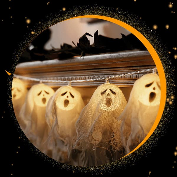 3 meter spökslinga, 20 LED-lampor, Halloween utomhusdekorationer 3 meter 3 meters