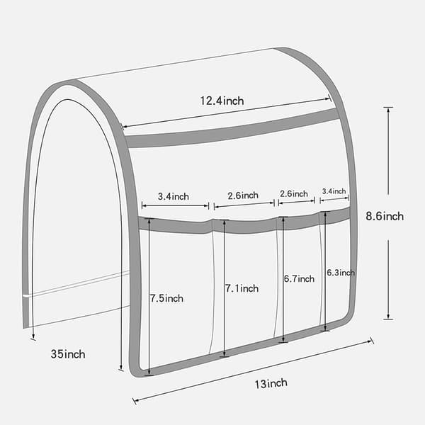 Sengeoppbevaring med 5 lommer, sklisikker sofaorganisator fjernkontrollholder sofafoteltilbehør (beige)